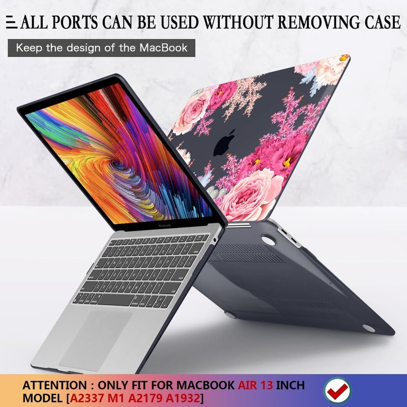 CISSOOK Floral Case Cover for MacBook Air 13 Inch 2020 2021 2019 2018 Release A2337 M1 A1932 A2179, Plastic Hard Shell Case with Keyboard Cover for MacBook Air 13" with Touch ID, Gorgeous Flowers - Image 5